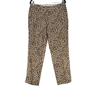 J Crew Brown Pants Womens Size 6 100% Linen Pockets Cuffed Cafe Capri Wild Cat